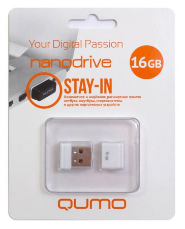 Карта USB2.0 16 GB Qumo Nano QM16GUD-NANO-W White