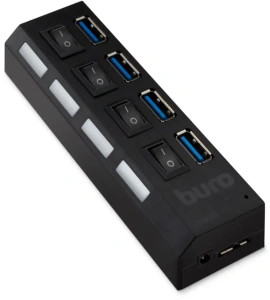 Коммутатор USB 3.0 Buro BU-HUB4-U3.0-L 4порт. черный