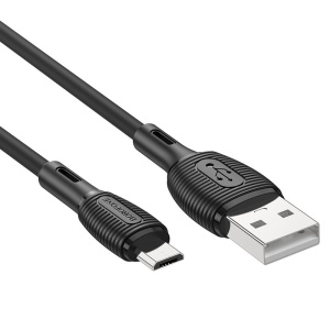 Кабель USB 2.0 A вилка - microUSB 1 м Borofone BX86 силикон (Black)