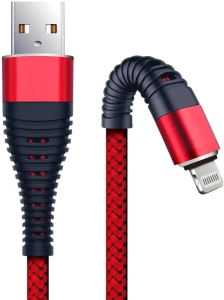 Кабель USB 3.0 A вилка - 8pin 1 м Borasco Lightning 1m 3А Fishbone усиленный красный