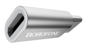 Переходник microUSB to Type-C Borofone BV4 серебро
