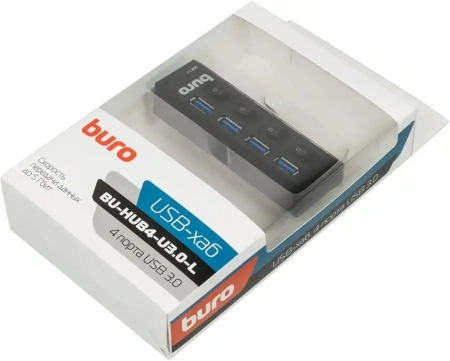 Коммутатор USB 3.0 Buro BU-HUB4-U3.0-L 4порт. черный