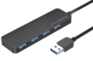 Коммутатор USB 2.0 Harper HUB-04P Black 