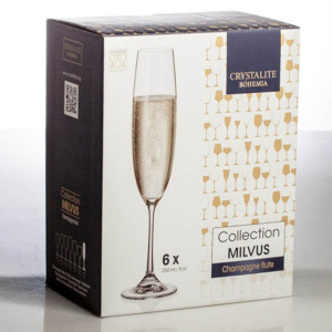 Набор бокалов для шампанского Bohemia, Barbara Milvus, стекло, 250 мл, 6 шт.(1SD22/250)
