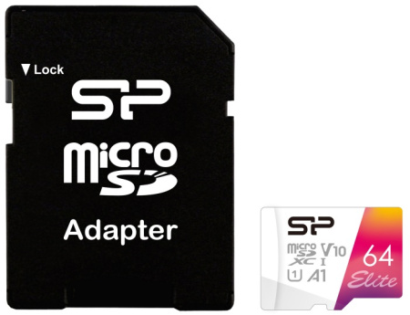 Карта micro-SD 64 GB SILICON POWER Class10 SP064GBSTXBV1V20SP Elite + adapter