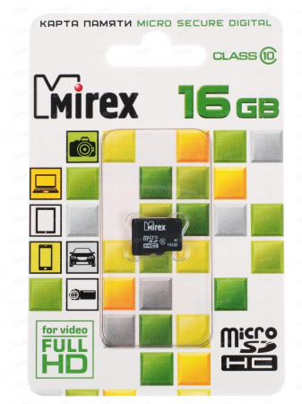 Карта micro-SD 16 GB MIREX Сlass10 (13612-MC10SD16)