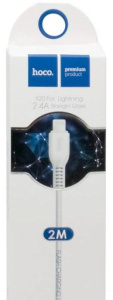 Кабель USB 2.0 A вилка - 8pin 2 м HOCO X20 Starlight Glare 2.4A усиленный белый