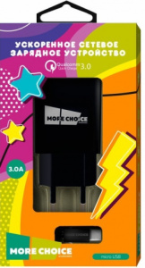 СЗУ More choice 1USB 3.0A microUSB QC3.0 NC52QCm (Black)