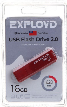 Карта USB2.0 16 GB EXPLOYD EX-16GB-620-Red