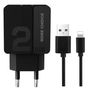 СЗУ More choice 2USB для Apple 8-pin NC46i series 2.4A (Black Black)