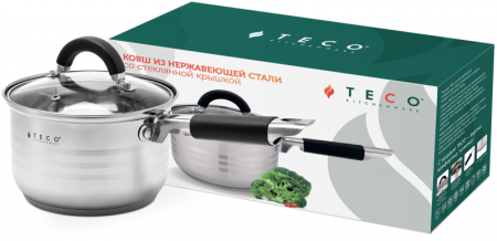 Ковш нерж. TECO, с крышкой, 2,1 л.(TC-S2100-06B)