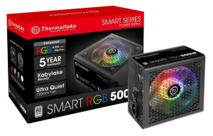 Блок питания Thermaltake ATX 500W Smart RGB 500 80+ (24+4+4pin) APFC 120mm fan color LED 5xSATA RTL