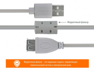 Кабель USB 2.0 A вилка - A розетка 1.8 м Belsis BW1401