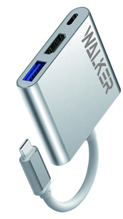 Коммутатор USB 2.0 WALKER WHUB-35 серебряный