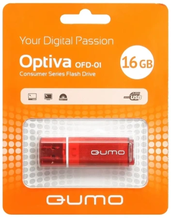 Карта USB2.0 16 GB Qumo Optiva QM16GUD-OP1 красный