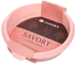 Форма для выпечки силикон DANIKS Savory, круглая, розовая, 25.5х6.5 см, Y4-4968 (396047)