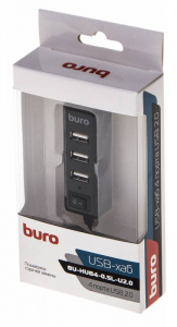Коммутатор USB2.0 Buro BU-HUB4-0.5L-U2.0 4порт. черный