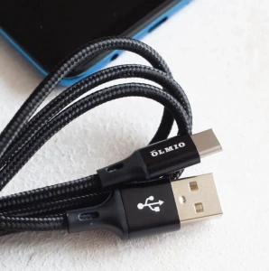 Кабель USB 2.0 A вилка - Type C 1.2 м Olmio 3А Basic текстильный черный