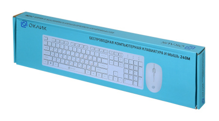 Клавиатура + мышь Oklick 240M белый USB Беспроводная 2.4Ghz