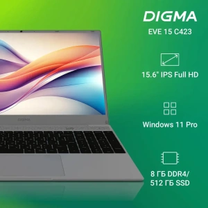 Ноутбук 15.6" Digma EVE 15 C423 (NR3158DXW01) Ryzen 3 3200U/8Gb/SSD512Gb/IPS/W11ProML64