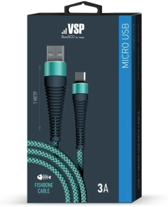 Кабель USB 2.0 A вилка - microUSB 1 м Borasco 3А Fishbone усиленный тиффани