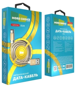 Кабель USB 2.0 A вилка - 8pin 1 м More choice K31i металл (Gold)