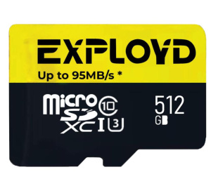 Карта micro-SD 512 GB EXPLOYD Class 10 UHS-1 Premium (U3) [HS-1-ElU3 w)