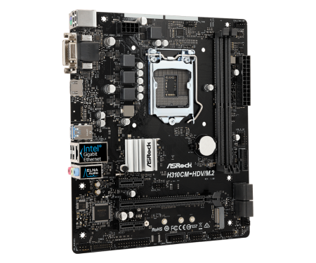 М/П SOC-1151v2 Asrock H310CM-HDV/M.2 2xDDR4 mATX AC`97 8ch(7.1) GbLAN+VGA+