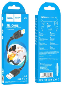 Кабель USB 2.0 A вилка - 8pin 1 м HOCO X90 силикон Black