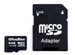 Карта micro-SD 16 GB OLTRAMAX class10+ адаптер