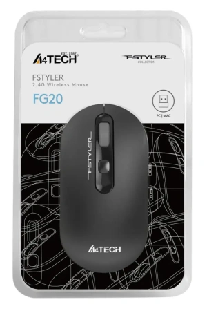 Мышь A4 Fstyler FG20 серый оптическая (2000dpi) беспроводная USB