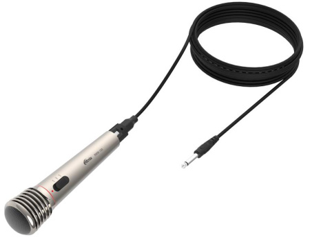 Микрофон вокальный Ritmix RWM-100 (радио,3м титан)