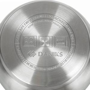 Кастрюля Daniks Модерн, нерж., индукция, серый, 6.5 л. (SD-24N)