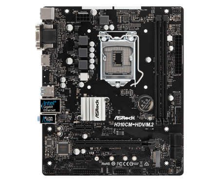 М/П SOC-1151v2 Asrock H310CM-HDV/M.2 2xDDR4 mATX AC`97 8ch(7.1) GbLAN+VGA+