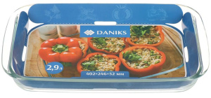 Форма для выпечки стекло DANIKS, прямоугольная, крышка, 24.6х40.2х5.2 см, 2.9 л, HSAP30LP (361440)