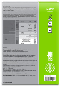 Бумага Cactus A4 CS-MA418050 A4/180г/м2/50л./белый матовое для струйной печати