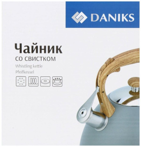 Чайник со свистком Daniks MSY-079G/GS-04075C, серый, 3л (363390)