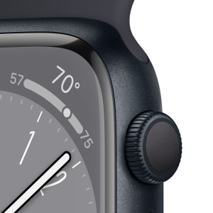 Смарт-часы Apple Watch 8 GPS Midnight Aluminum Case with Midnight Sport Band 45mm полночно-черный