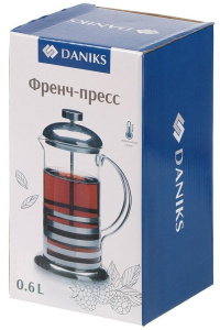 Френч-пресс 600 мл. Daniks, Штрих, нерж/стекло (458916)