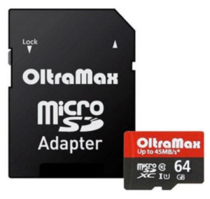 Карта micro-SD 64 GB OLTRAMAX Class 10 UHS-1 Elite + адаптер