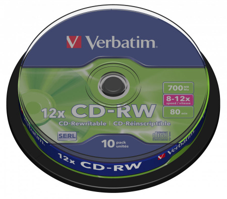 CD-RW VERBATIM 80min/12x 1шт