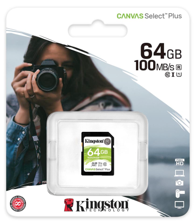 Карта SD 64 GB Kingston SDS2/64GB Canvas Select Plus Class10