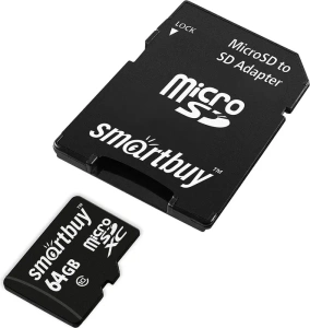 Карта micro-SD 64GB SMARTBUY Class10 +адаптер