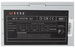 Блок питания Accord ATX 600W ACC-600W-12 (24+4+4pin) 120mm fan 4xSATA ACC-600-12