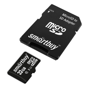 Карта micro-SD 32GB SMARTBUY Class10 UHS-I + адаптер