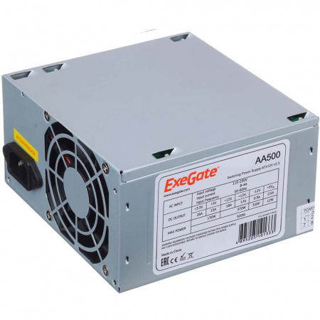 Блок питания EXEGATE AA500 (500W, ATX, 8CM FAN, 24+4PIN, 2*SATA, 2*IDE)