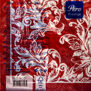 Салфетки бумажные Перышко, Prestige Муар бордо, 20 шт, 3 слоя, 33х33 см, 7465