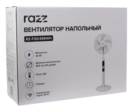 Вентилятор напольный RAZZ RZ-F30/456, Wi-Fi, пульт, белый