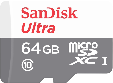 Карта micro-SD 64 GB SanDisk SDSQUNR-064G-GN3MA Ultra + адаптер