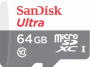 Карта micro-SD 64 GB SanDisk SDSQUNR-064G-GN3MA Ultra + адаптер